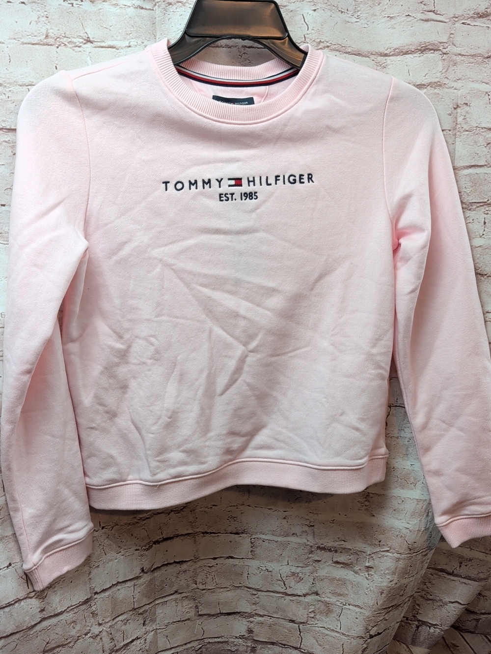 Tommy Hilfiger Light Pink Logo Crewneck Sweatshirt Girl's XL Nwt